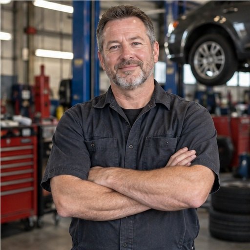 Auto shop owner in his service bay